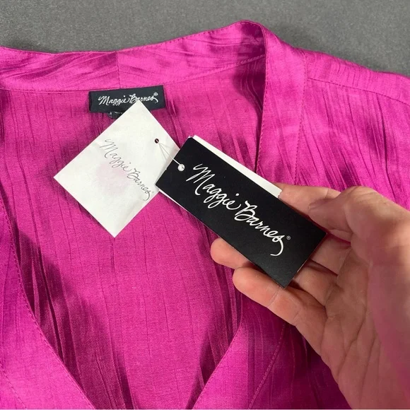 NWT Maggie Barnes Women Pink Purple Linen Blend Button Up Blouse Top Shirt Sz 5X - Picture 11 of 11
